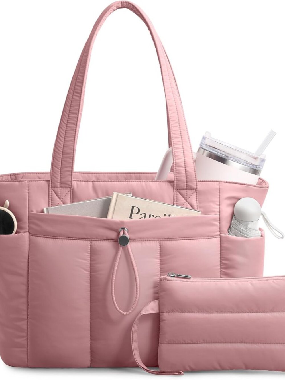 Puffy for Women with Cup Holder & Laptop Compartment & Cosmetic Bag & Trolley Sl